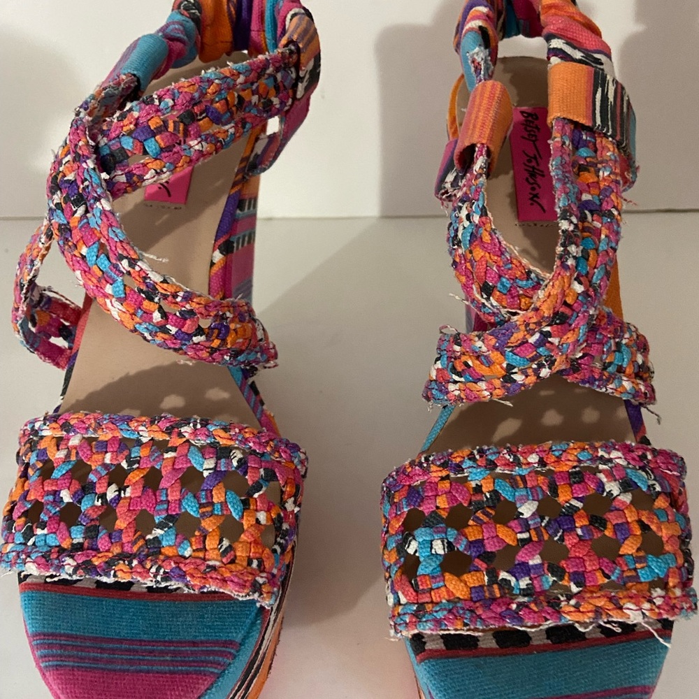 Betsey Johnson busta espadrille wedge heel sandals colorful 10 - Picture 5 of 11